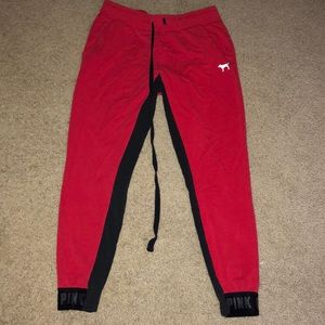 VS PINK red joggers